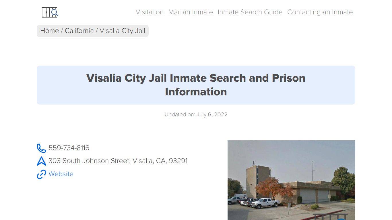 Visalia City Jail Inmate Search, Visitation, Phone no ...
